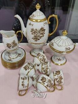 Vintage Pirkenhammer Cezch, Embossed, Pedestal Coffee Set. Absolutely Stunning