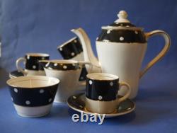 Vintage Polka Dot Black and White Coffee Set serves 4 Crownford