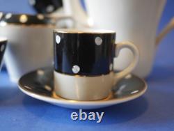 Vintage Polka Dot Black and White Coffee Set serves 4 Crownford