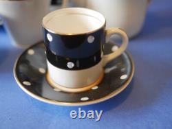 Vintage Polka Dot Black and White Coffee Set serves 4 Crownford