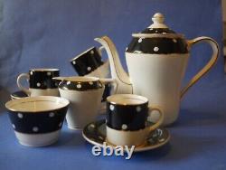 Vintage Polka Dot Black and White Coffee Set serves 4 Crownford