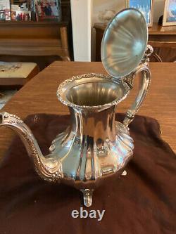 Vintage Poole EPCA Lancaster Rose 400 Silver Plate Tea Coffee Teapot Set 4-pc