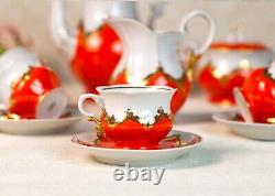 Vintage Porcelain Coffee/Tea Set Bouton/Painted Gold/Baranovka/USSR
