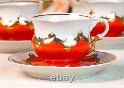 Vintage Porcelain Coffee/Tea Set Bouton/Painted Gold/Baranovka/USSR