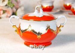 Vintage Porcelain Coffee/Tea Set Bouton/Painted Gold/Baranovka/USSR