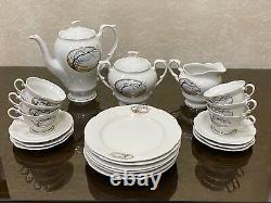Vintage Porcelain Coffee set November for six person Baranovka USSR, 1990's