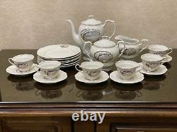 Vintage Porcelain Coffee set November for six person Baranovka USSR, 1990's