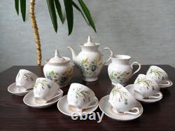 Vintage Porcelain Coffee set-for six person Gorodnitsa 1970's USSR
