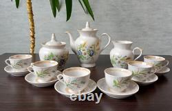 Vintage Porcelain Coffee set-for six person Gorodnitsa 1970's USSR