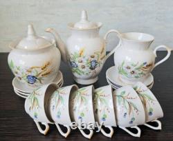 Vintage Porcelain Coffee set-for six person Gorodnitsa 1970's USSR