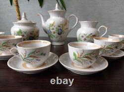 Vintage Porcelain Coffee set-for six person Gorodnitsa 1970's USSR