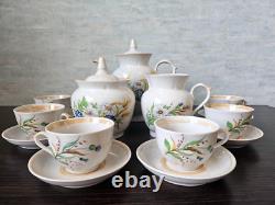Vintage Porcelain Coffee set-for six person Gorodnitsa 1970's USSR