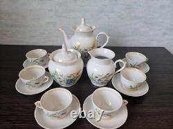Vintage Porcelain Coffee set-for six person Gorodnitsa 1970's USSR