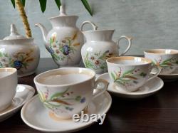 Vintage Porcelain Coffee set-for six person Gorodnitsa 1970's USSR