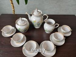 Vintage Porcelain Coffee set-for six person Gorodnitsa 1970's USSR