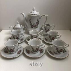 Vintage Porcelain Demitasse Coffee Tea Chocolate Espresso Set Made In Poland