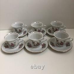 Vintage Porcelain Demitasse Coffee Tea Chocolate Espresso Set Made In Poland