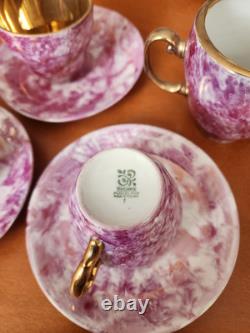 Vintage Porcelain Marble Coffee Espresso Set Made In Poland 15 Pieces