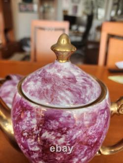 Vintage Porcelain Marble Coffee Espresso Set Made In Poland 15 Pieces
