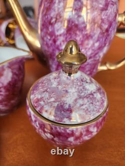Vintage Porcelain Marble Coffee Espresso Set Made In Poland 15 Pieces