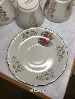 Vintage Porcelain Tea Coffee Set Floral Pattern with Gold Trim Japan