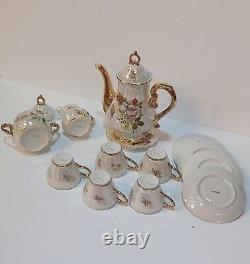 Vintage Porcelain Tea Set Coffee Set, Made In Japan, Floral Ornate With Gold Trim