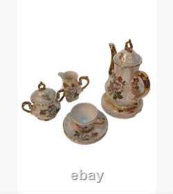 Vintage Porcelain Tea Set Coffee Set, Made In Japan, Floral Ornate With Gold Trim