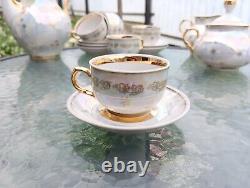 Vintage Porcelain Tea set Mother of pearl for six people (Ukraine Polonne ZHK)