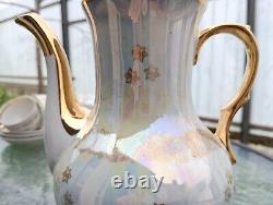 Vintage Porcelain Tea set Mother of pearl for six people (Ukraine Polonne ZHK)