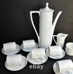 Vintage Pormeirion TOTEM White Coffee Set by Susan Williams-Ellis, England