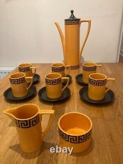 Vintage Portmeirion Greek Key coffee set orange and black Susan Williams-Ellis