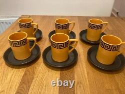 Vintage Portmeirion Greek Key coffee set orange and black Susan Williams-Ellis