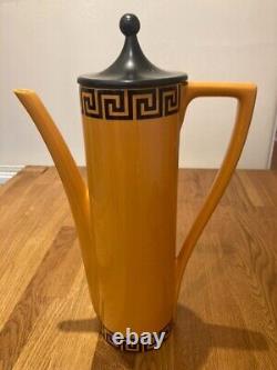 Vintage Portmeirion Greek Key coffee set orange and black Susan Williams-Ellis