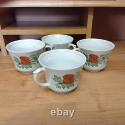 Vintage Pottery coffee tea cup set of 4 porcelain cups Soviet kitchen decor