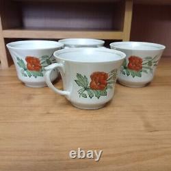 Vintage Pottery coffee tea cup set of 4 porcelain cups Soviet kitchen decor