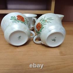 Vintage Pottery coffee tea cup set of 4 porcelain cups Soviet kitchen decor