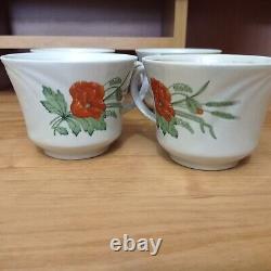 Vintage Pottery coffee tea cup set of 4 porcelain cups Soviet kitchen decor