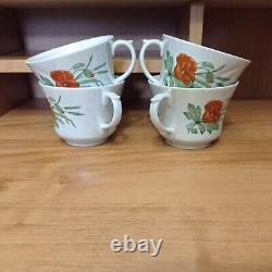 Vintage Pottery coffee tea cup set of 4 porcelain cups Soviet kitchen decor