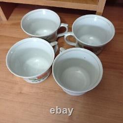 Vintage Pottery coffee tea cup set of 4 porcelain cups Soviet kitchen decor