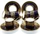 Vintage Reichenbach 6 X Demi-tasse, Coffee Cans & Saucers, Cobalt Blue & Gilt