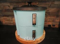 Vintage Rare Blue Kitchen Tin Canister Set-flour Sugar-coffee-tea-1950's-round