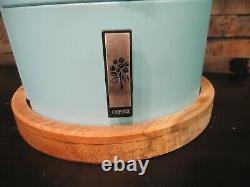 Vintage Rare Blue Kitchen Tin Canister Set-flour Sugar-coffee-tea-1950's-round