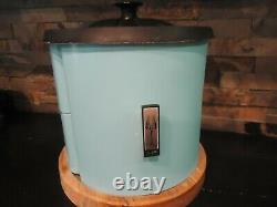 Vintage Rare Blue Kitchen Tin Canister Set-flour Sugar-coffee-tea-1950's-round