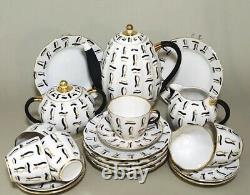 Vintage Rare Coffee Tea Set Lomonosov Porcelain Bundles Sheaf Gilding Gold 22k