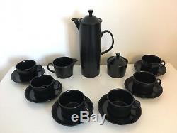 Vintage Rare Wedgwood Black Basalt Coffee Pot Tea Set Robert Minkin 1963 MINT