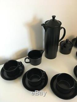 Vintage Rare Wedgwood Black Basalt Coffee Pot Tea Set Robert Minkin 1963 MINT