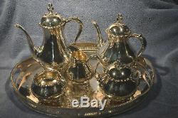 Vintage Reed & Barton Provincial 7040 5 Pc Silverplated Tea /coffee Set & Tray