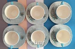 Vintage, Retro J &G Meakin Rock Fern Turquoise Coffee Set For Six Persons c1957