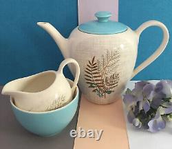 Vintage, Retro J &G Meakin Rock Fern Turquoise Coffee Set For Six Persons c1957