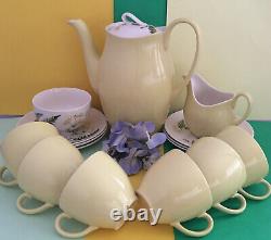 Vintage, Retro Johnson Brothers Cow Parsley Lemon Coffee Set For Six Persons